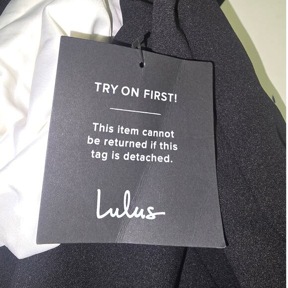 LULU'S SZ L Luxurious Outlook Black White Bow Mermaid Maxi Dress NWT b63 - Picture 9 of 11